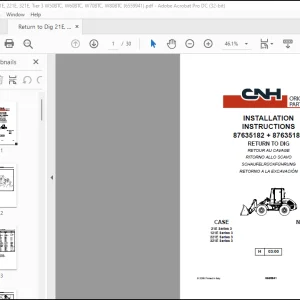 CNH 21E Series 3 121E 221E 321E W50BTC W60BTC W70BTC W80BTC RETURN TO DIG INSTALLATION INSTRUCTIONS MANUAL(6559941) - PDF DOWNLOAD