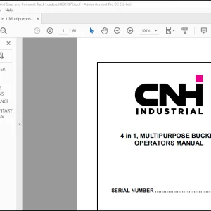 CNH 4 in 1 Multipurpose Bucket for Skid Steer and Compact Track Loaders Operators Manual(48087975) - PDF DOWNLOAD