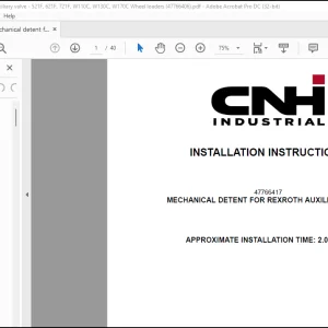 CNH 521F 621F 721F W110C W130C W170C MECHANICAL DETENT FOR REXROTH AUXILIARY VALVE INSTALLATION INSTRUCTIONS MANUAL(47766406) - PDF DOWNLOAD