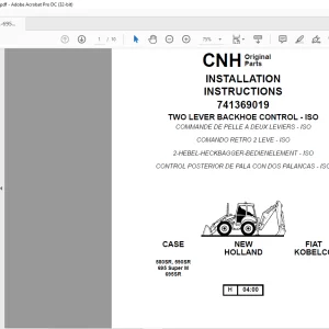CNH 580SR-590SR-695SR-695SM, ML TWO LEVER BACKHOE CONTROL INSTALLATION INSTRUCTIONS Manual 6036703801 - PDF DOWNLOAD
