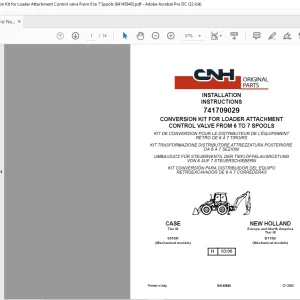 CNH 695SR CONVERSION KIT FOR LOADER ATTACHMENT CONTROL VALVE FROM 6 TO 7 SPOOLS INSTALLATION INSTRUCTIONS Manual 84145840 - PDF DOWNLOAD (EN-IT-ES-DE-FR)