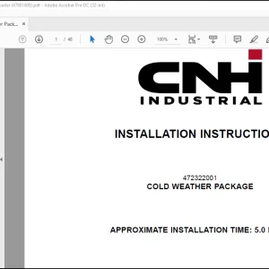 CNH Wheel Loader 721E 821E Cold Weather Package Installation Instructions Manual(47881609) - PDF DOWNLOAD