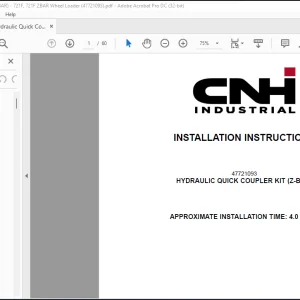 CNH 721F 721F T2 721F Z-BAR HYDRAULIC QUICK COUPLER KIT (Z-BAR) INSTALLATION INSTRUCTIONS MANUAL(47721095)- PDF DOWNLOAD