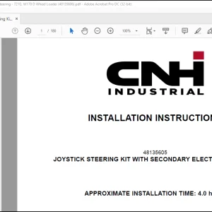 CNH 721G W170 D JOYSTICK STEERING KIT WITH SECONDARY ELECTRIC STEERING INSTALLATION INSTRUCTIONS Manual 48135606- PDF DOWNLOAD
