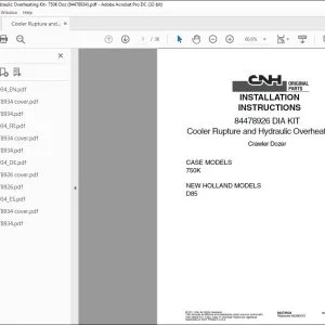 CNH 750K D85 Cooler Rupture and Hydraulic Overheating Kit Crawler Dozer Installation Instructions 84478926 - PDF DOWNLOAD