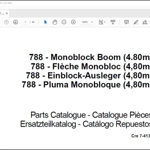 CNH 788 - Monoblock Boom (4.80m) Parts Catalogue Manual(7-4130)_EN_FR_ES_DE -  PDF DOWNLOAD