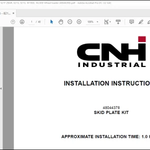 CNH 821F XR 821F ZBAR 921F XR 921F ZBAR 821G 921G W190D W230D SKID PLATE KIT INSTALLATION INSTRUCTIONS MANUAL(48044398) - PDF DOWNLOAD