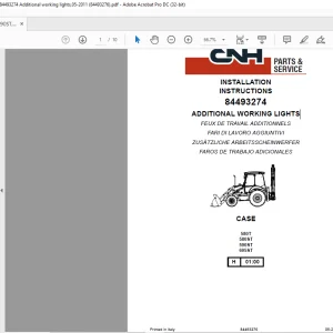CNH ADDITIONAL WORKING LIGHTS 580T,580ST,590ST,695ST, Backhoe Loaders,Kit 84493274 INSTALLATION INSTRUCTIONS Manual 84493276 - PDF DOWNLOAD (EN-IT-ES-DE-FR)