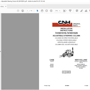 CNH ADJUSTABLE STEERING COLUMN INSTALLATION INSTRUCTIONS Manual 84145841 - PDF DOWNLOAD (EN-IT-DE-FR-ES)