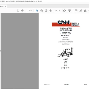 CNH ANTI-THEFT 580T,580ST,590ST,695ST, Backhoe Loaders,Kit 741796019 INSTALLATION INSTRUCTIONS Manual 84514291 - PDF DOWNLOAD (EN-IT-ES-DE-FR)