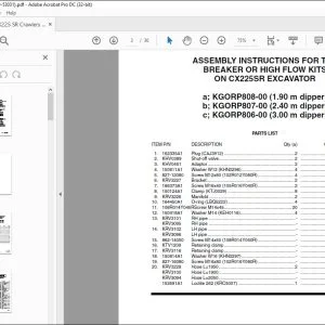 CNH ASSEMBLY INSTRUCTIONS FOR THE BREAKER OR HIGH FLOW KITS ON CX225SR EXCAVATOR MANUAL - PDF DOWNLOAD