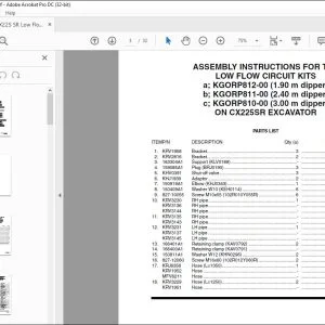 CNH ASSEMBLY INSTRUCTIONS FOR THE LOW FLOW CIRCUIT KITS ON CX225SR EXCAVATOR MANUAL 47380893 - PDF DOWNLOAD