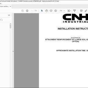 CNH Attachment reinforcement kit (large soil amount model, first option) CX490D Crawler excavator Installation Instructions Manual 47960362 EN_FR_DE_IT_ES - PDF DOWNLOAD