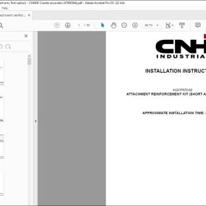 CNH Attachment reinforcement kit (short arm first option) CX490D Crawler excavator Installation Instructions Manual 47960364 EN_FR_DE_IT_ES - PDF DOWNLOAD
