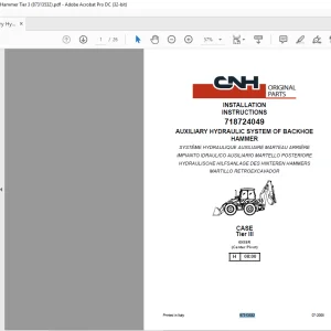CNH Auxiliary Hydraulic System of Backhoe Hammer Tier 3 695SR INSTALLATION INSTRUCTIONS Manual 87313532 - PDF DOWNLOAD
