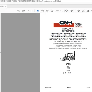CNH BACKHOE TRENCHING BUCKET WITH TEETH 580T,580ST,590ST,695ST, INSTALLATION INSTRUCTIONS Manual 84519175 - PDF DOWNLOAD (EN-IT-ES-DE-FR)