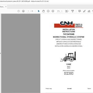 CNH Backhoe Loaders, 590ST,695ST, Kit 741341049 Bidirectional hydraulic system,09-2011   Manual 84514298 - PDF DOWNLOAD