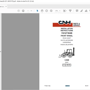 CNH Backhoe Loaders, Kit 741273049 Front wheel, 08-2011 695ST,INSTALLATION INSTRUCTIONS Manual 84519170 - PDF DOWNLOAD