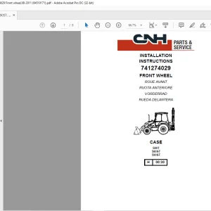 CNH Backhoe Loaders, Kit 741274029 Front wheel,08-2011  580T,580ST,590ST, INSTALLATION INSTRUCTIONS Manual 84519171 - PDF DOWNLOAD