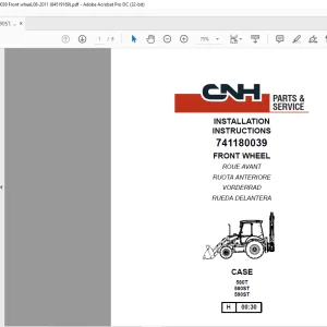 CNH Backhoe Loaders,Kit 741180039  580T,580ST,590ST, Front wheel,08-2011 INSTALLATION INSTRUCTIONS Manual 84519169 - PDF DOWNLOAD