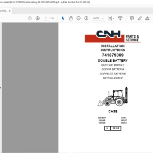 CNH Backhoe Loaders,Kit 741879069 Double battery,09-2011 580S 580SR,590SR,580T,580ST,590ST, Manual 84514293 - PDF DOWNLOAD