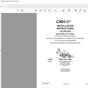 CNH Backhoe lift Hook 741201019 INSTALLATION INSTRUCTIONS Manual 6036729800 - PDF DOWNLOAD