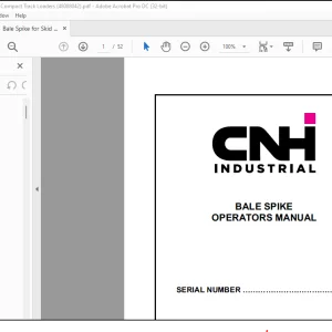 CNH Bale Spike for Skid Steer and Compact Track Loaders Opertors Manual(48088042) -  PDF DOWNLOAD
