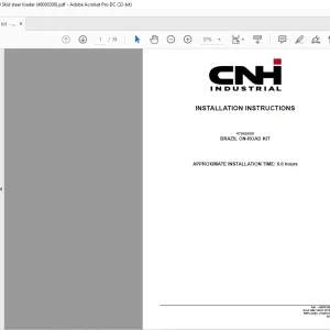 CNH Brazil on-road kit - SR175, SR200, SR220, SR250 Skid steer loader INSTALLATION INSTRUCTIONS Manual 48000308 - PDF DOWNLOAD (EN-IT-ES-DE-FR)