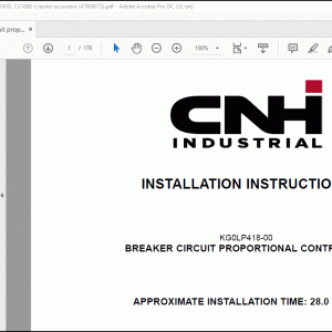 CNH Breaker circuit pedal kit - CX160D CX180D Crawler excavator Installation Instructions Manual(47900073) - PDF DOWNLOAD