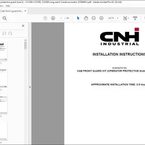 CNH CAB FRONT GUARD KIT (OPERATOR PROTECTIVE GUARD - LEVEL 2) CX130D-CX370D CX250D INSTALLATION INSTRUCTIONS MANUAL 47880461 - PDF DOWNLOAD