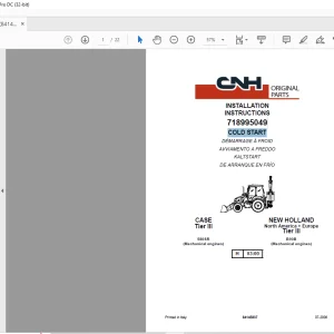 CNH COLD START 580SR B90B INSTALLATION INSTRUCTIONS Manual 84145837 - PDF DOWNLOAD (EN-IT-ES-DE-FR)