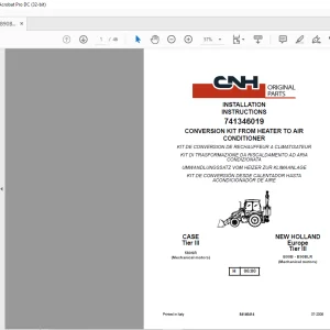 CNH CONVERSION KIT FROM HEATER TO AIR CONDITIONER 580SR-B90B-B90BLR INSTALLATION INSTRUCTIONS Manual 84146414 - PDF DOWNLOAD (EN-IT-ES-DE-FR)