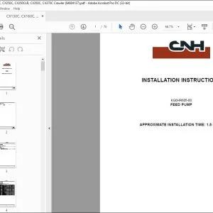 CNH CX130C CX160C CX210C CX250C CX250C LR CX350C CX370C FEED PUMP INSTALLATION INSTRUCTIONS MANUAL 84604137 - PDF DOWNLOAD