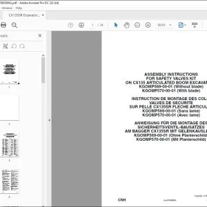 CNH CX135 ARTICULATED BOOM EXCAVATORS SAFETY VALVES KIT ASSEMBLY INSTALLATION INSTRUCTIONS MANUAL 87596399A EN_DE_FR - PDF DOWNLOAD