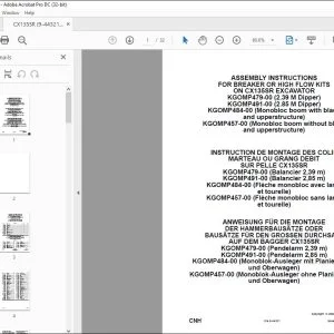 CNH CX135SR EXCAVATOR BREAKER OR HIGH FLOW KITS ASSEMBLY INSTRUCTIONS MANUAL 9-44321 EN_DE_FR - PDF DOWNLOAD