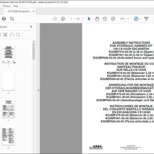 CNH CX135SR EXCAVATOR HYDRAULIC HAMMER KIT ASSEMBLY INSTRUCTIONS MANUAL 84133106 EN_DE_FR_ES - PDF DOWNLOAD