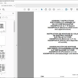CNH CX135SR EXCAVATOR HYDRAULIC HAMMER KIT ASSEMBLY INSTRUCTIONS MANUAL 9-44291 EN_DE_FR - PDF DOWNLOAD
