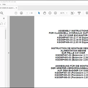 CNH CX135SR EXCAVATOR KGOMP497-00 (2.11 M Dipper) ASSEMBLY Installation Instructions Manual(9-44261)_EN_FR_DE - PDF DOWNLOAD