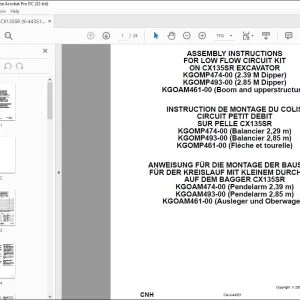 CNH CX135SR EXCAVATOR LOW FLOW CIRCUIT KIT ASSEMBLY INSTRUCTIONS MANUAL 9-44351 EN_DE_FR - PDF DOWNLOAD