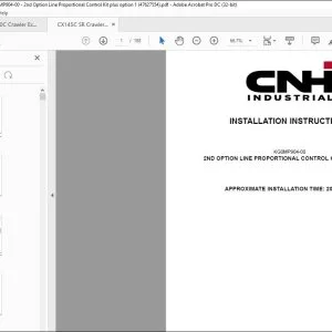 CNH CX145C SR Crawler Excavator KG0MP904-00 2nd Option Line Proportional Control Kit plus option 1 Installation Instructions Manual 47627554 EN_FR_DE_IT_ES - PDF DOWNLOAD