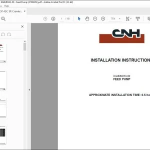 CNH CX145C SR FEED PUMP INSTALLATION INSTRUCTIONS MANUAL 47399253 - PDF DOWNLOAD