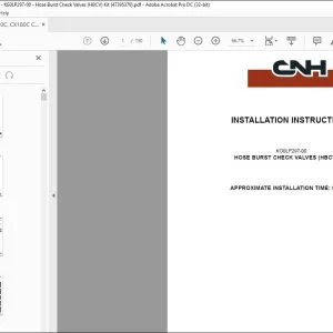 CNH CX160C CX180C Crawler Excavator KG0LP297-00 Hose Burst Check Valves (HBCV) Kit Installation Instructions Manual 47395379 EN_FR_DE_IT_ES - PDF DOWNLOAD