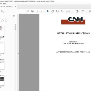CNH CX160C CX180C LOW FLOW HYDRAULIC KIT INSTALLATION INSTRUCTIONS MANUAL 47380889 - PDF DOWNLOAD