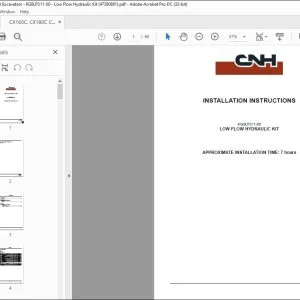 CNH CX160C CX180C LOW FLOW HYDRAULIC KIT INSTALLATION INSTRUCTIONS MANUAL 47380891 - PDF DOWNLOAD