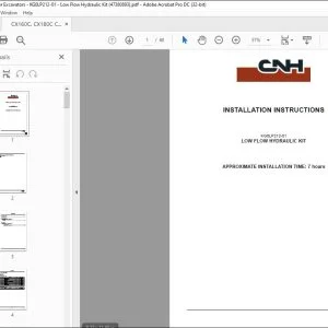 CNH CX160C CX180C LOW FLOW HYDRAULIC KIT KG0LP212-01 INSTALLATION INSTRUCTIONS MANUAL 47380893 - PDF DOWNLOAD
