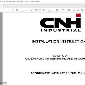 CNH CX160D CX180D Crawler Excavator KG0TP489-00 OIL SAMPLING KIT (ENGINE OIL AND HYDRAULIC OIL) Installation Instructions Manual(47929306)_EN_FR_ES_DE_IT - PDF DOWNLOAD
