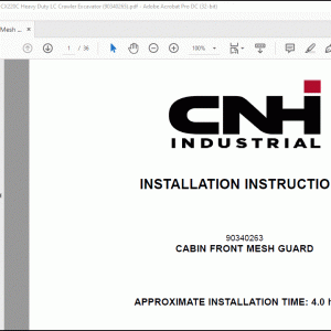 CNH CX210C CX220C CX220C Crawler excavator Cabin Front Mesh Guard Installation Instructions Manual EN_FR_ES_DE_IT(90340265) - PDF DOWNLOAD