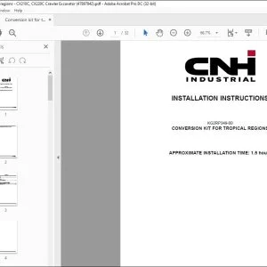 CNH CX210C CX220C Crawler Excavator CONVERSION KIT FOR TROPICAL REGIONS INSTALLATION INSTRUCTIONS MANUAL 47897842 EN_ZH - PDF DOWNLOAD