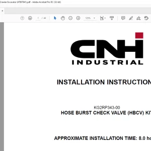 CNH CX210C CX220C Crawler Excavator HOSE BURST CHECK VALVE (HBCV) KIT Installation Instructions Manual(47897841)_EN_FR_ES_IT_DE  - PDF DOWNLOAD