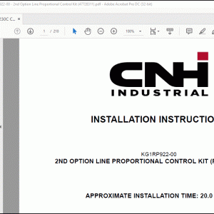 CNH CX210C CX230C Crawler Excavator KG1RP922-00 2nd Option Line Proportional Control Kit Installation Instructions Manual(47728311)  - PDF DOWNLOAD